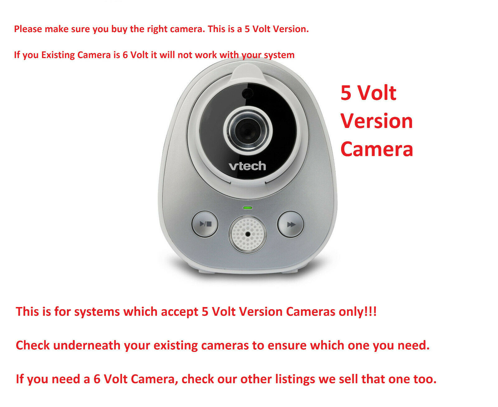 [5 Volt Camera Version] - Vtech Vm300  Accessory Camera For Vm342 Baby Monitor
