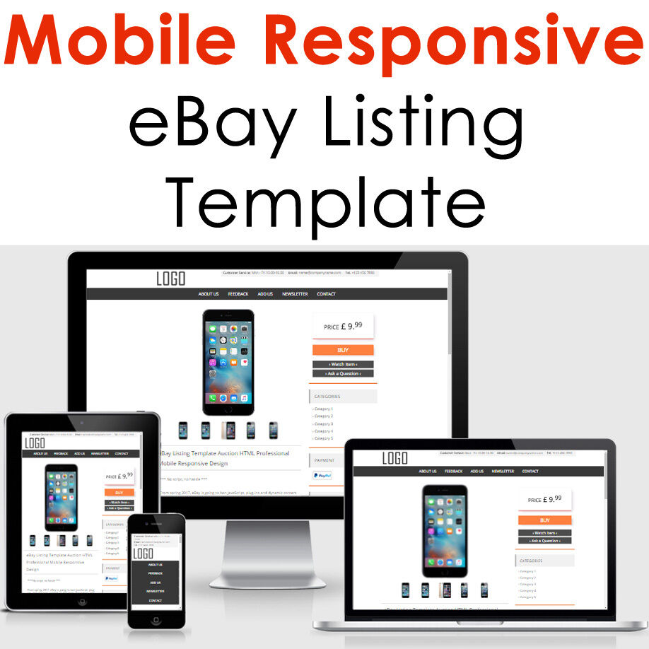 Ebay Listing Template Mobile Responsive Auction Compliant 2021 Design Html Https